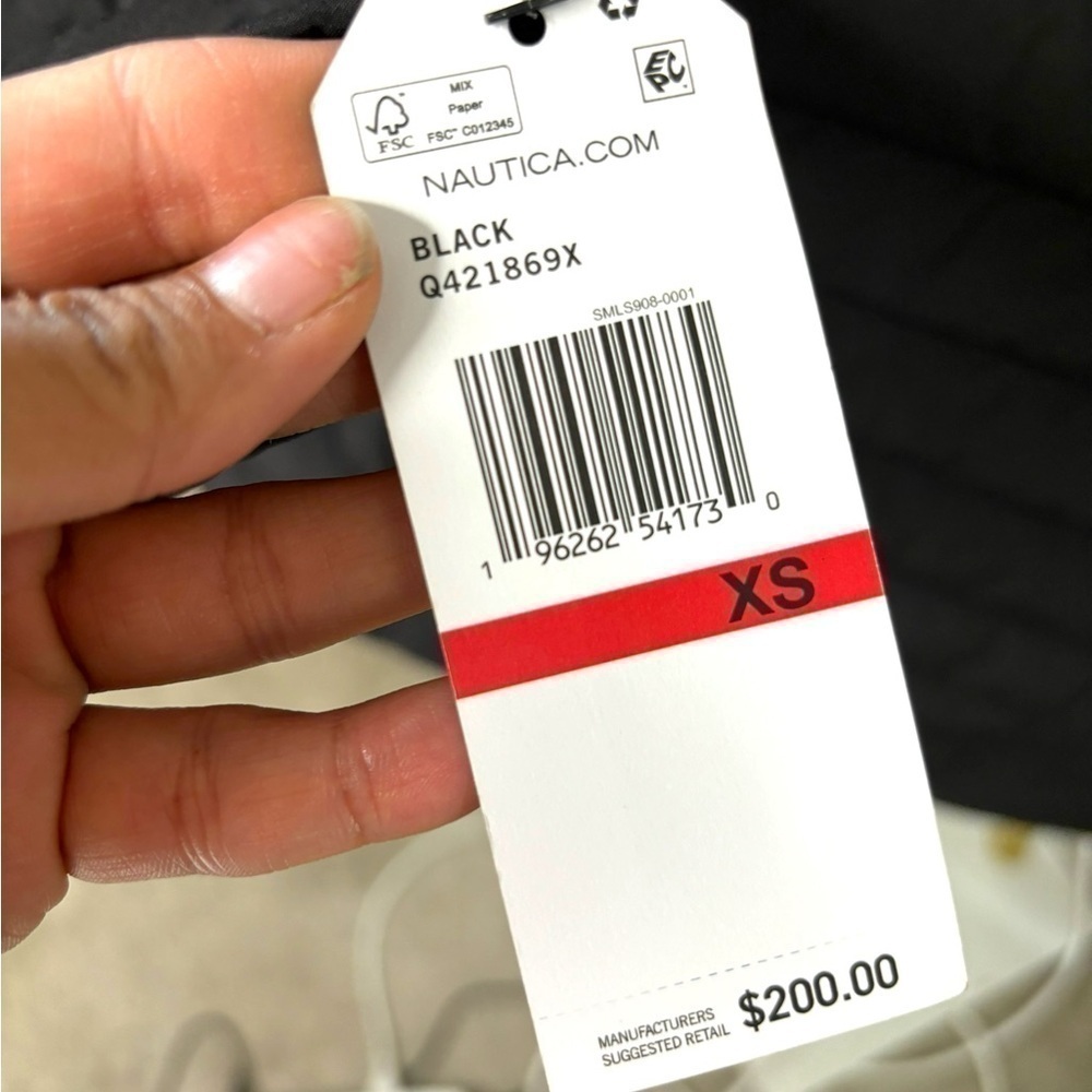 NWT Nautica Black Lightweight Puffer Jacket with Removable Hood MSRP $200 - XS - Picture 11 of 14